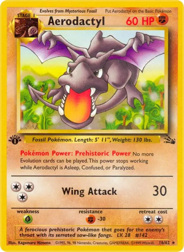 [Lightly Played] Aerodactyl [1st Edition] #16 Pokemon Fossil