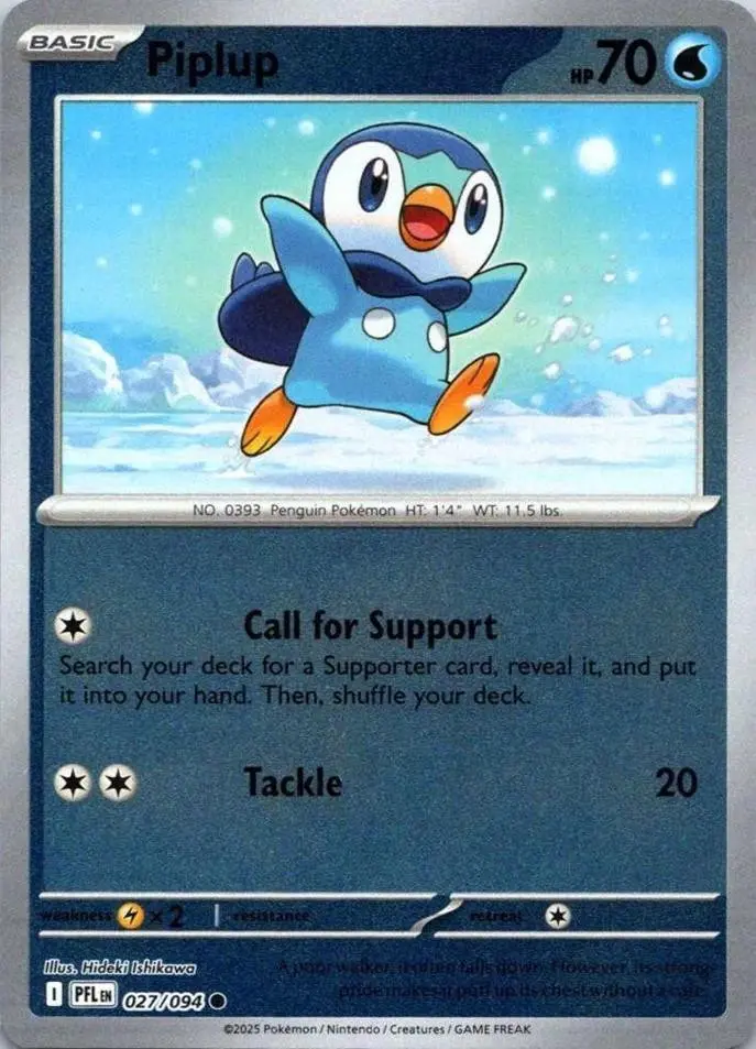 [Binder Condition] Piplup [Reverse Holo] #27 Pokemon Phantasmal Flames