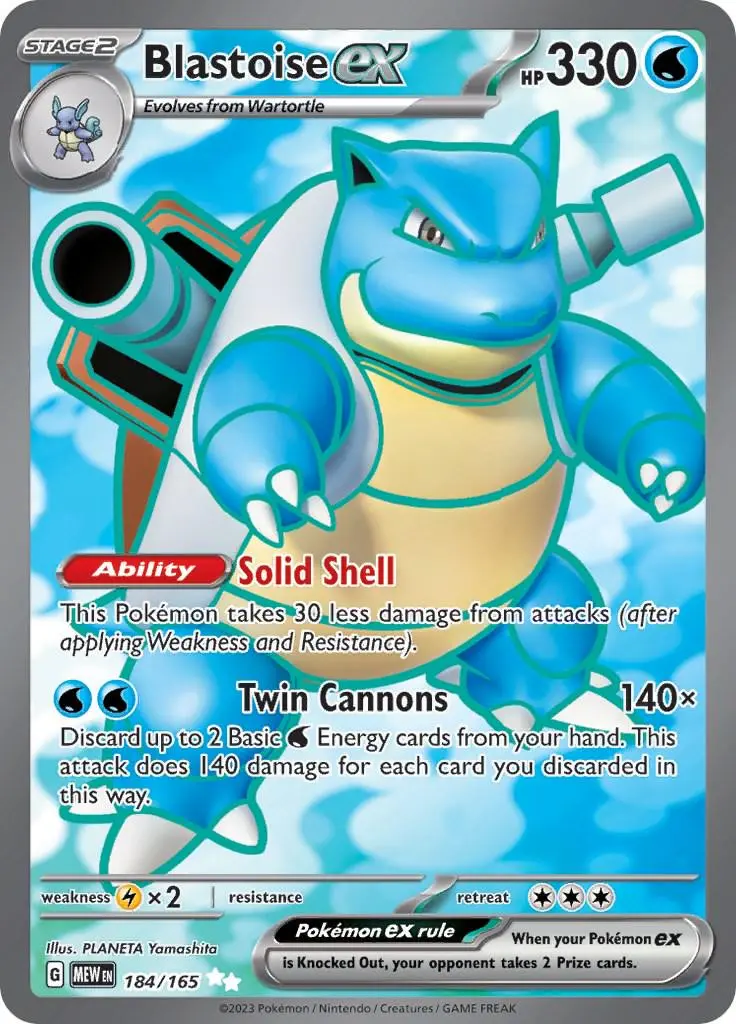 [Binder Condition] Blastoise ex #184 Pokemon Scarlet & Violet 151