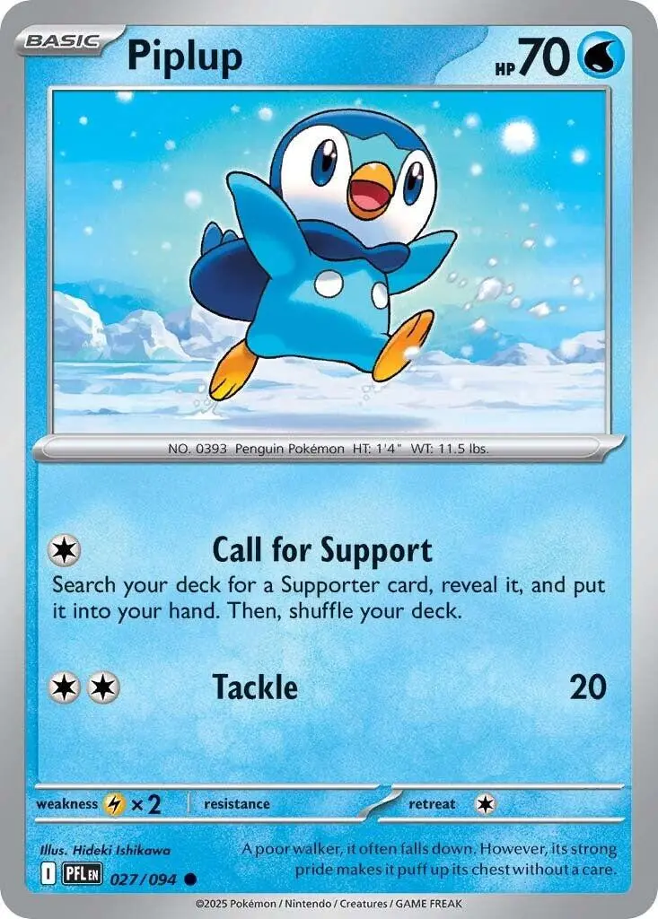 [Binder Condition] Piplup #27 Pokemon Phantasmal Flames