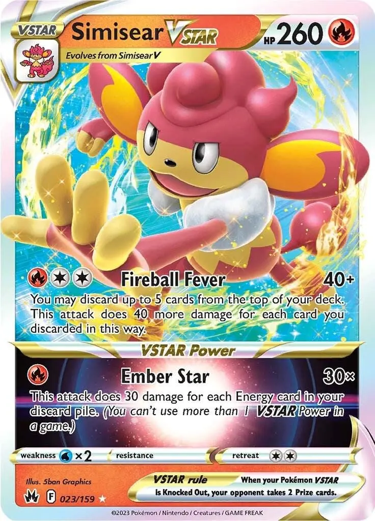 [Binder Condition] Simisear VSTAR #23 Pokemon Crown Zenith