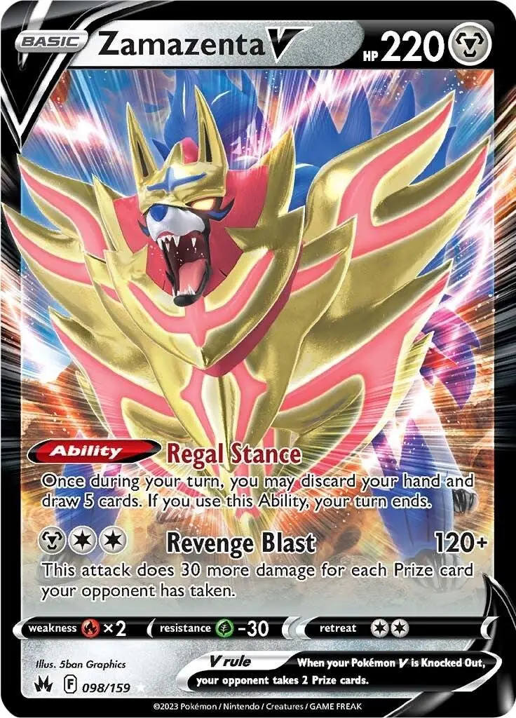 [Binder Condition] Zamazenta V #98 Pokemon Crown Zenith