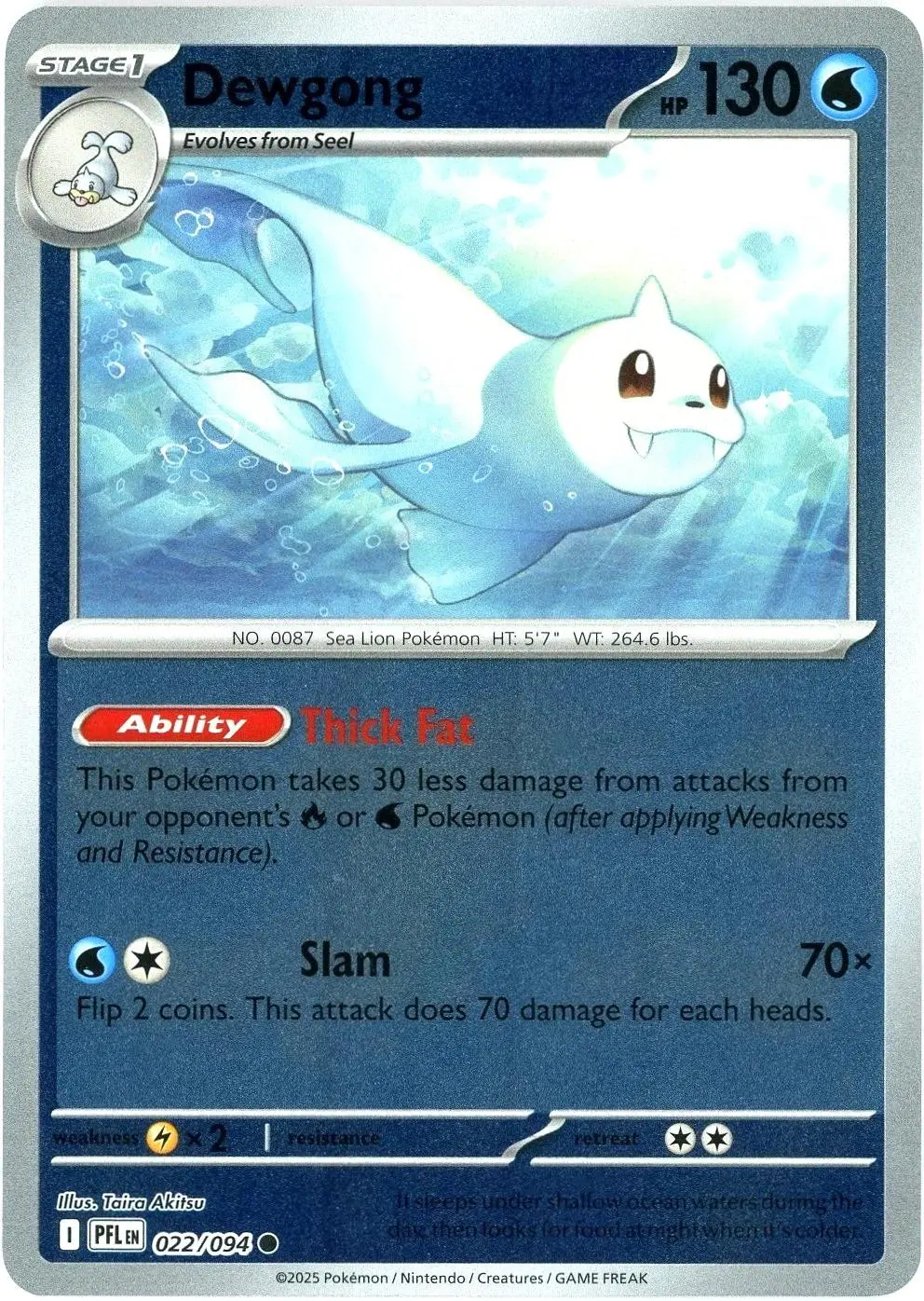 [Binder Condition] Dewgong [Reverse Holo] #22 Pokemon Phantasmal Flames