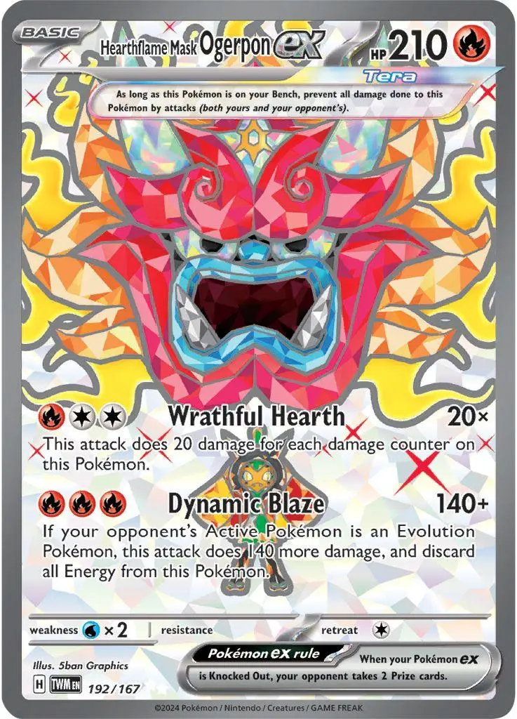 [Binder Condition] Hearthflame Mask Ogerpon ex #192 Pokemon Twilight Masquerade