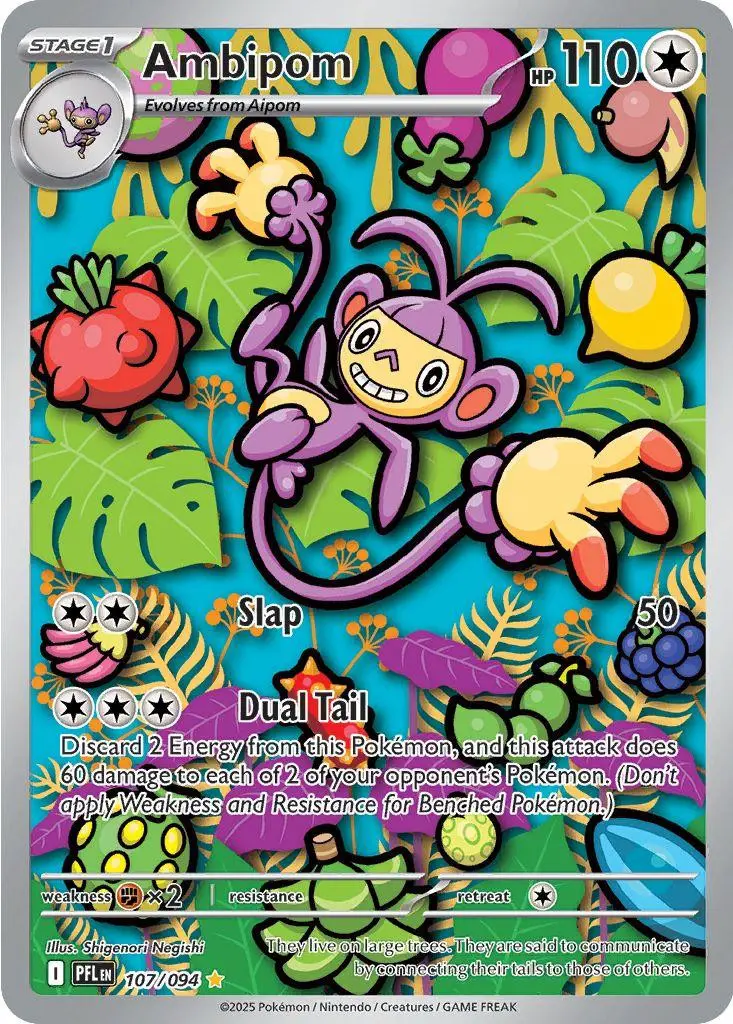 [Binder Condition] Ambipom #107 Pokemon Phantasmal Flames