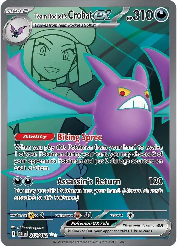 [Binder Condition] Team Rocket's Crobat ex #217 Pokemon Destined Rivals