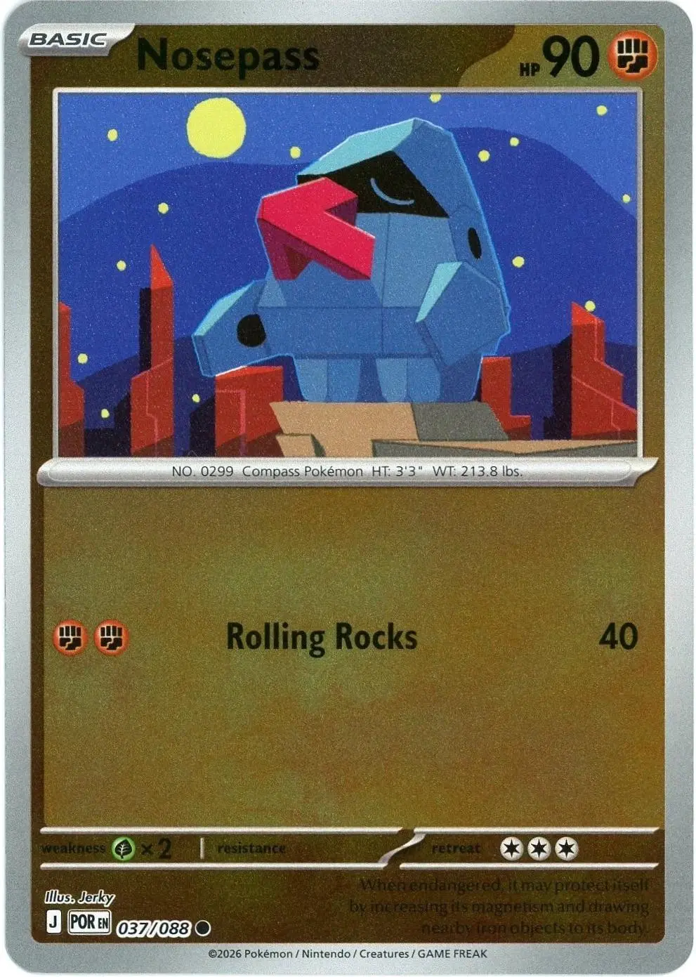 [Binder Condition] Nosepass [Reverse Holo] #37 Pokemon Perfect Order