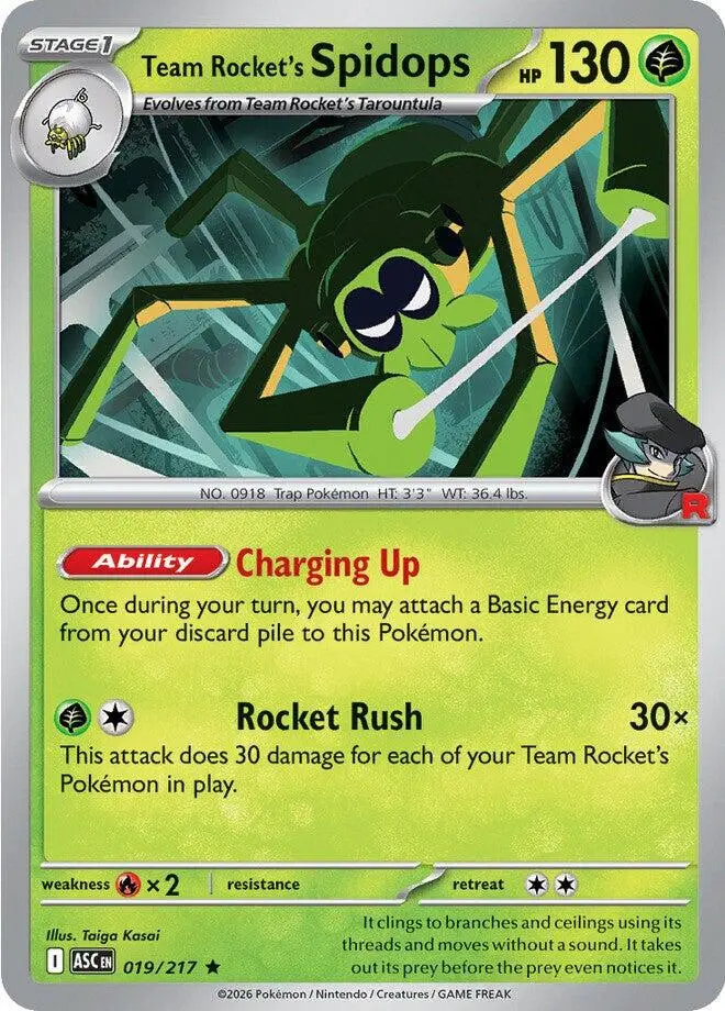 [Binder Condition] Team Rocket's Spidops #19 Pokemon Ascended Heroes