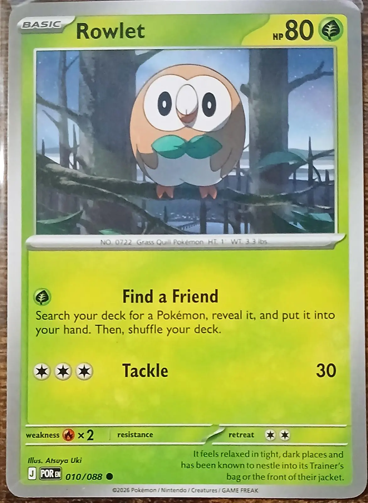 [Binder Condition] Rowlet #10 Pokemon Perfect Order
