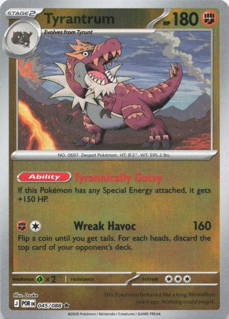 [Binder Condition] Tyrantrum [Reverse Holo] #45 Pokemon Perfect Order