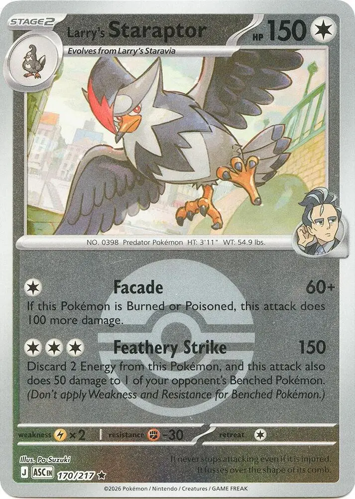 [Binder Condition] Larry's Staraptor [Ball] #170 Pokemon Ascended Heroes