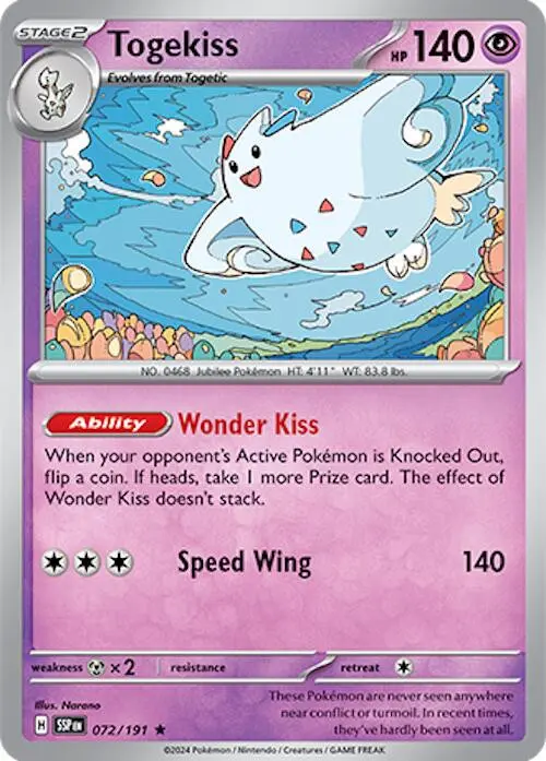 [Binder Condition] Togekiss #72 Pokemon Surging Sparks