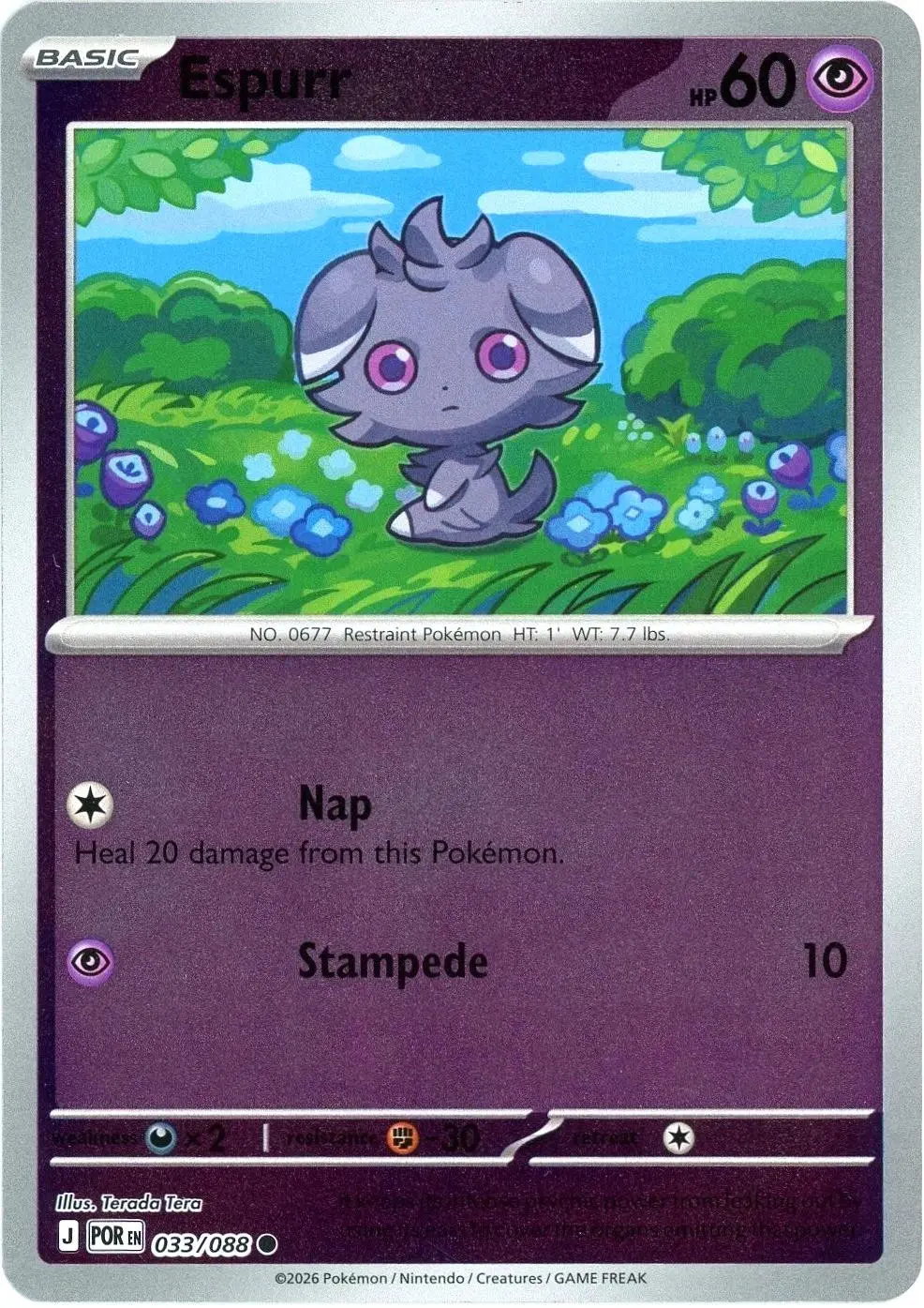 [Binder Condition] Espurr [Reverse Holo] #33 Pokemon Perfect Order