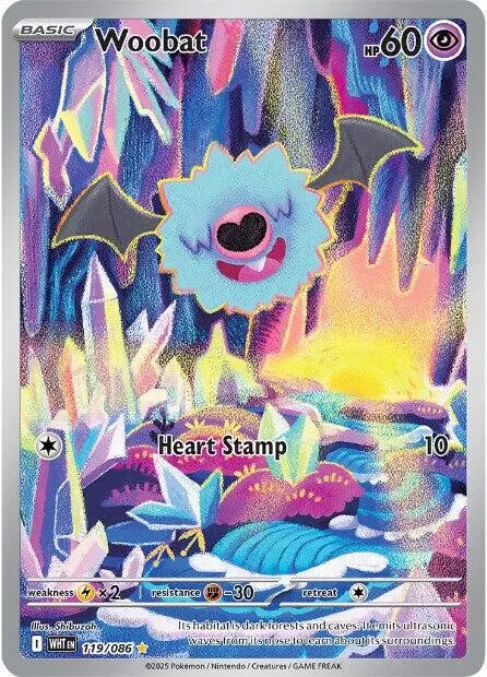 [Binder Condition] Woobat #119 Pokemon White Flare