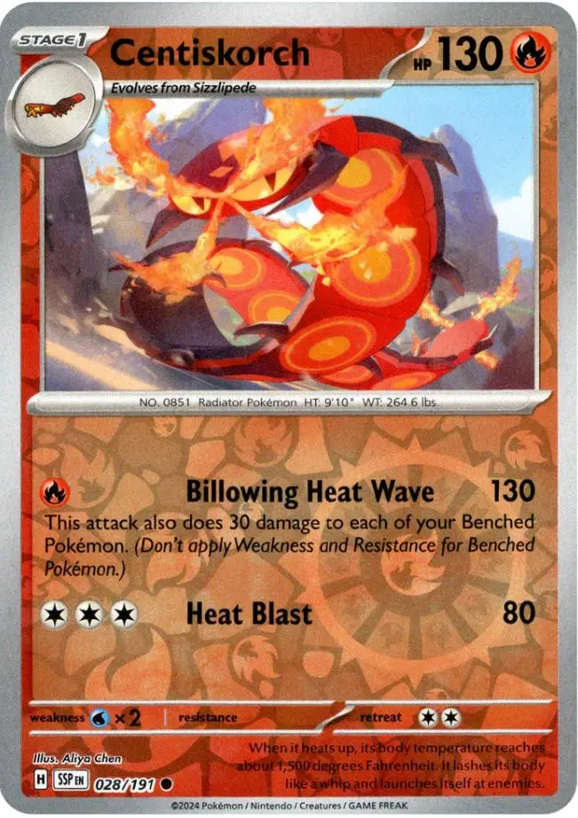 [Binder Condition] Centiskorch [Reverse Holo] #28 Pokemon Surging Sparks
