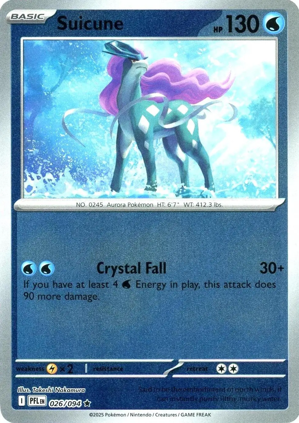 [Binder Condition] Suicune [Reverse Holo] #26 Pokemon Phantasmal Flames