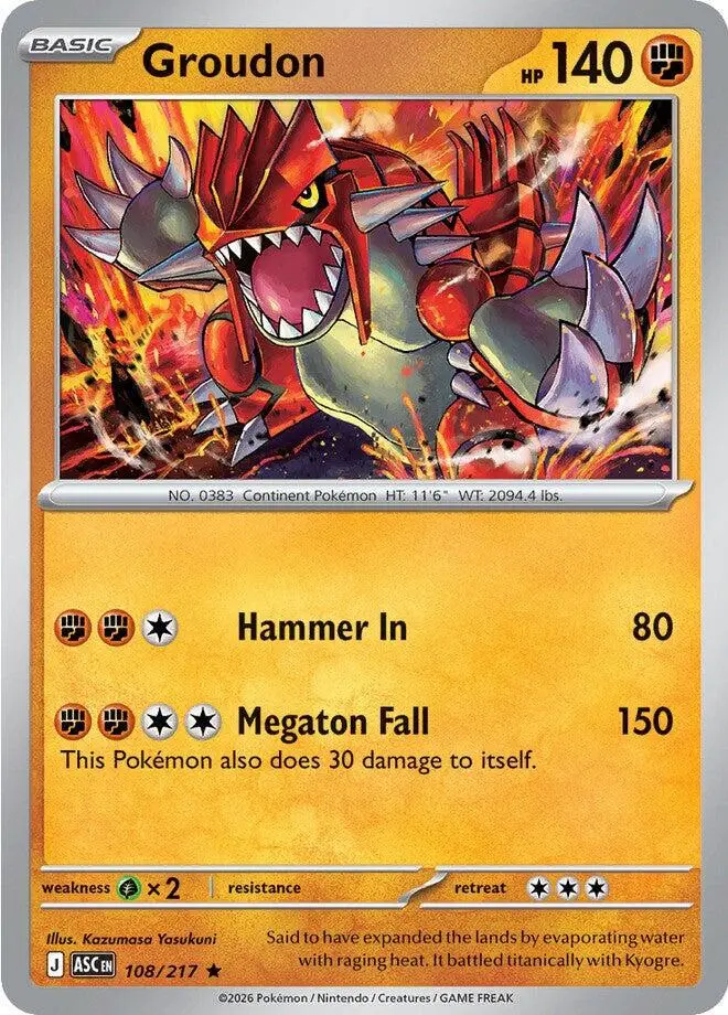 [Binder Condition] Groudon #108 Pokemon Ascended Heroes