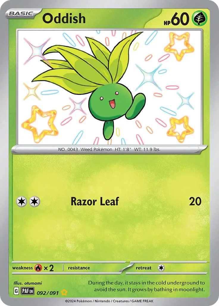 [Binder Condition] Oddish #92 Pokemon Paldean Fates