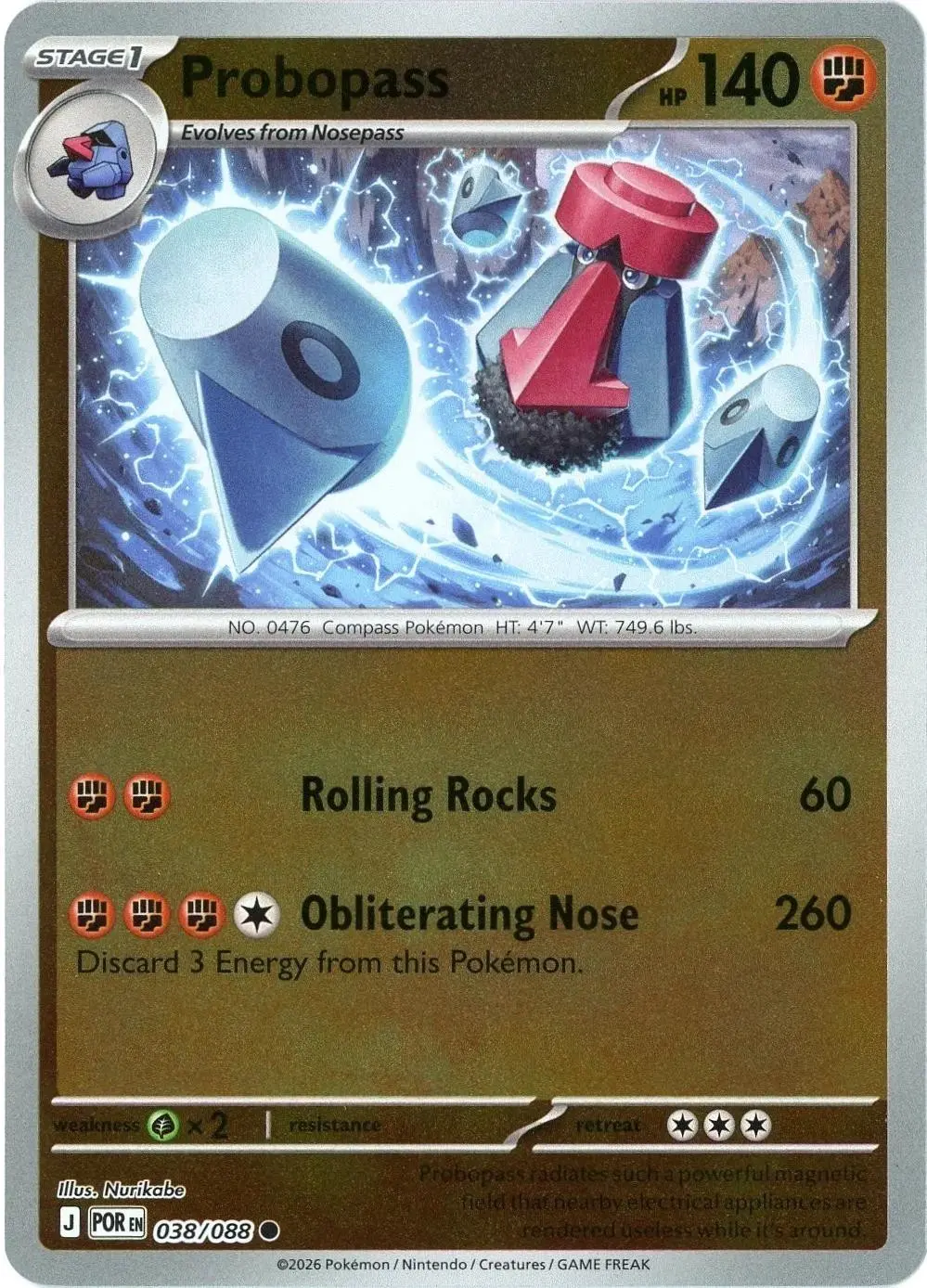 [Binder Condition] Probopass [Reverse Holo] #38 Pokemon Perfect Order