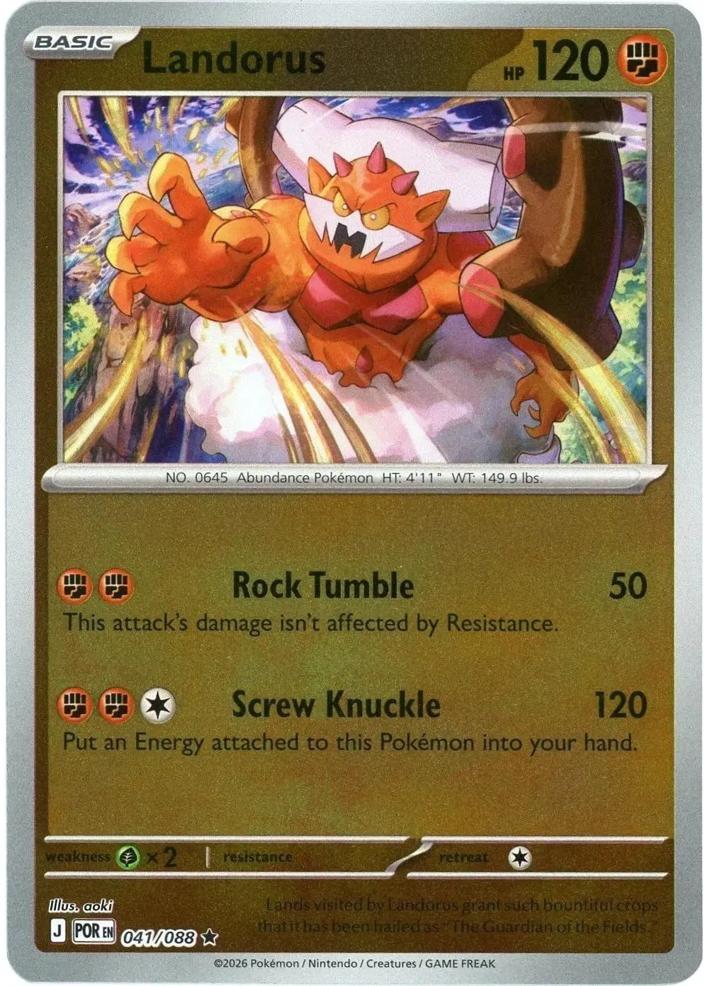 [Binder Condition] Landorus [Reverse Holo] #41 Pokemon Perfect Order