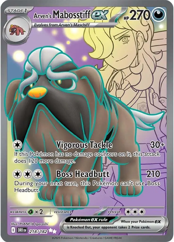 [Binder Condition] Arven's Mabosstiff ex #218 Pokemon Destined Rivals