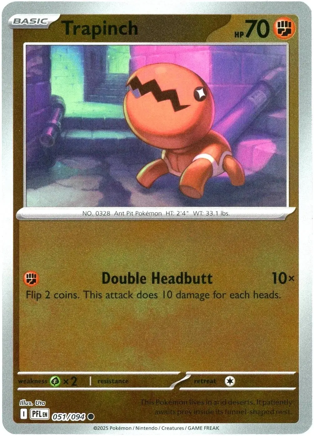 [Binder Condition] Trapinch [Reverse Holo] #51 Pokemon Phantasmal Flames