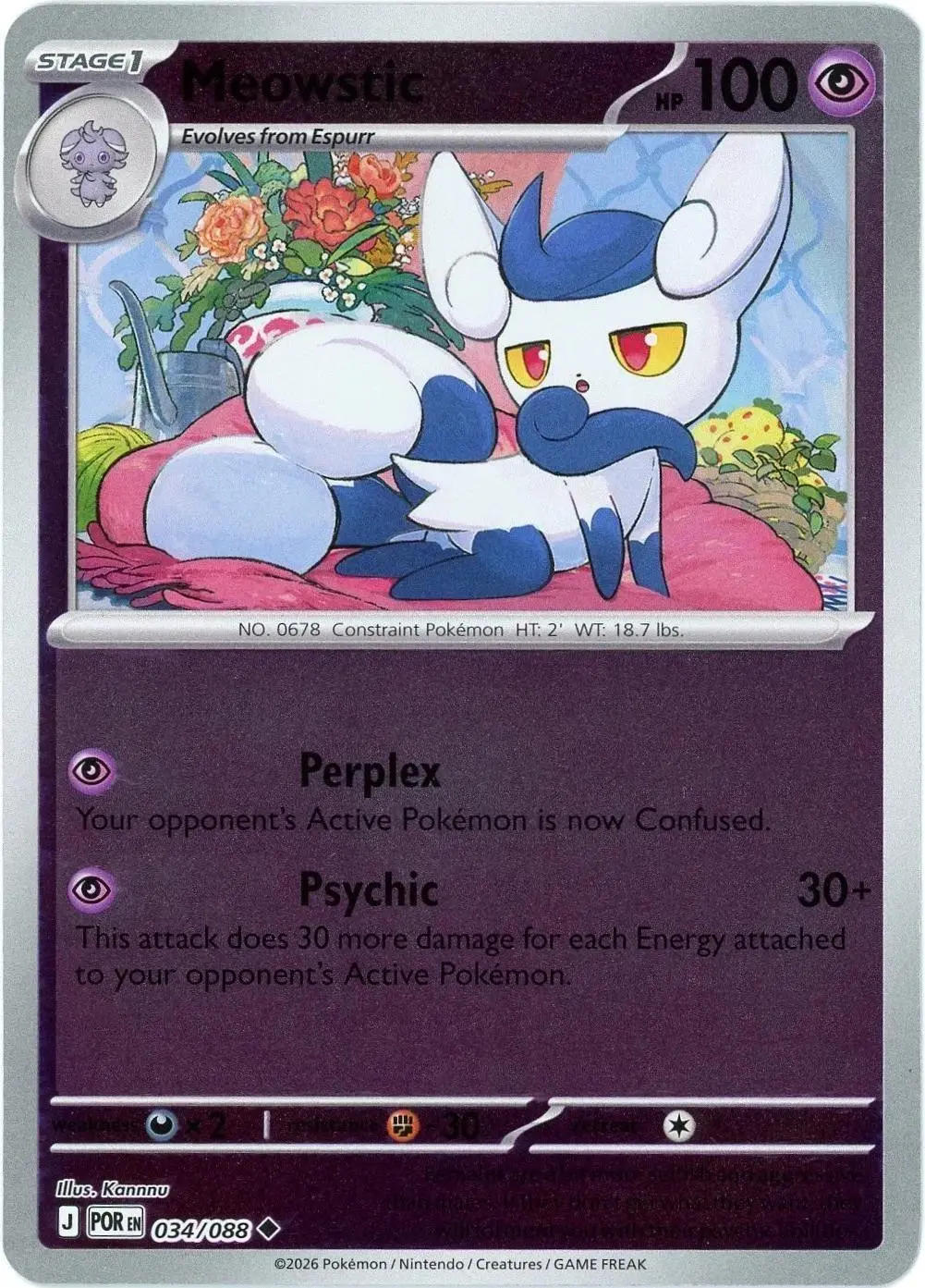 [Binder Condition] Meowstic [Reverse Holo] #34 Pokemon Perfect Order
