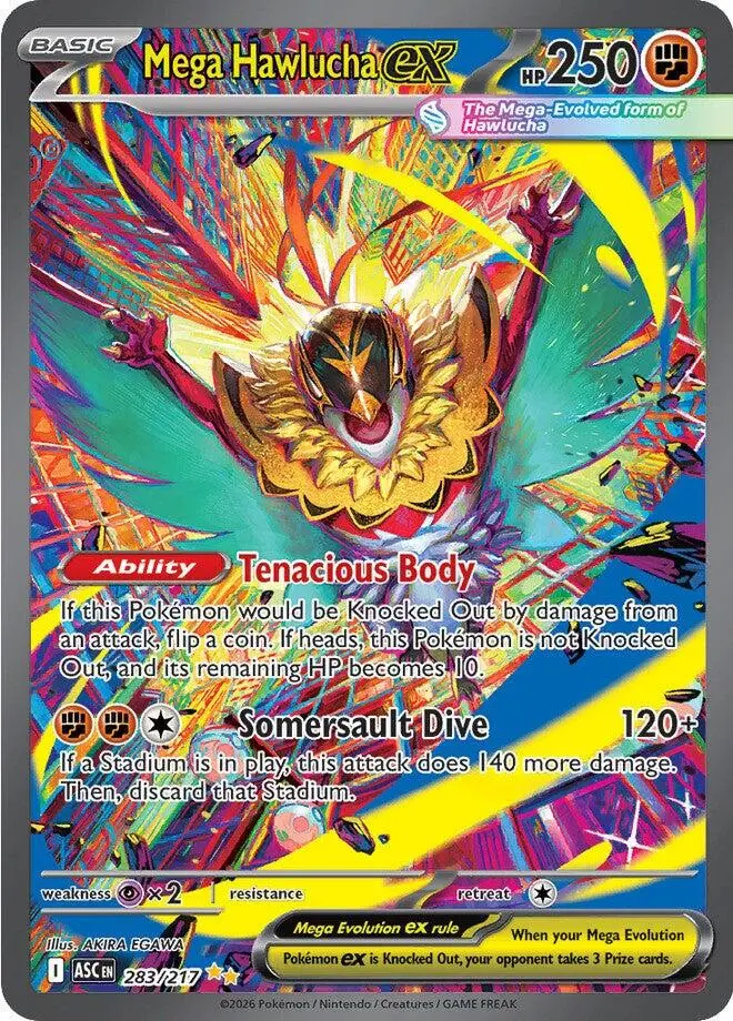 [Binder Condition] Mega Hawlucha ex #283 Pokemon Ascended Heroes