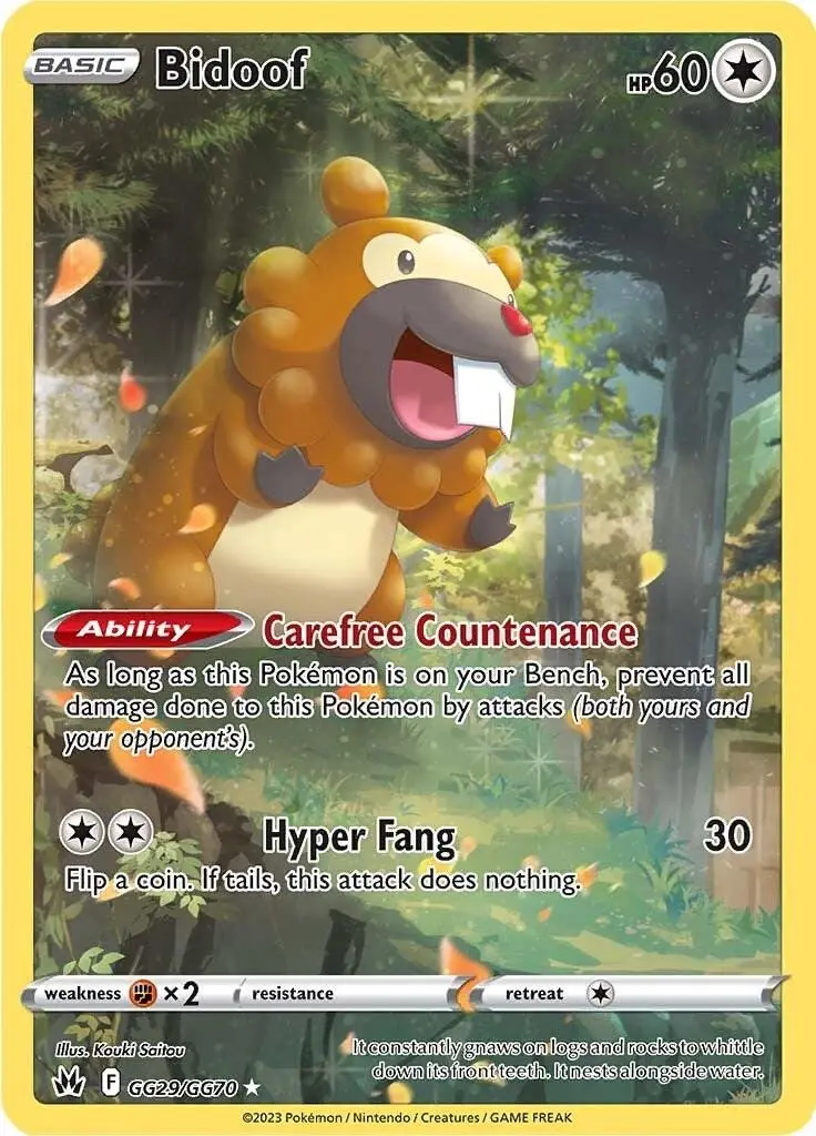 [Binder Condition] Bidoof #GG29 Pokemon Crown Zenith