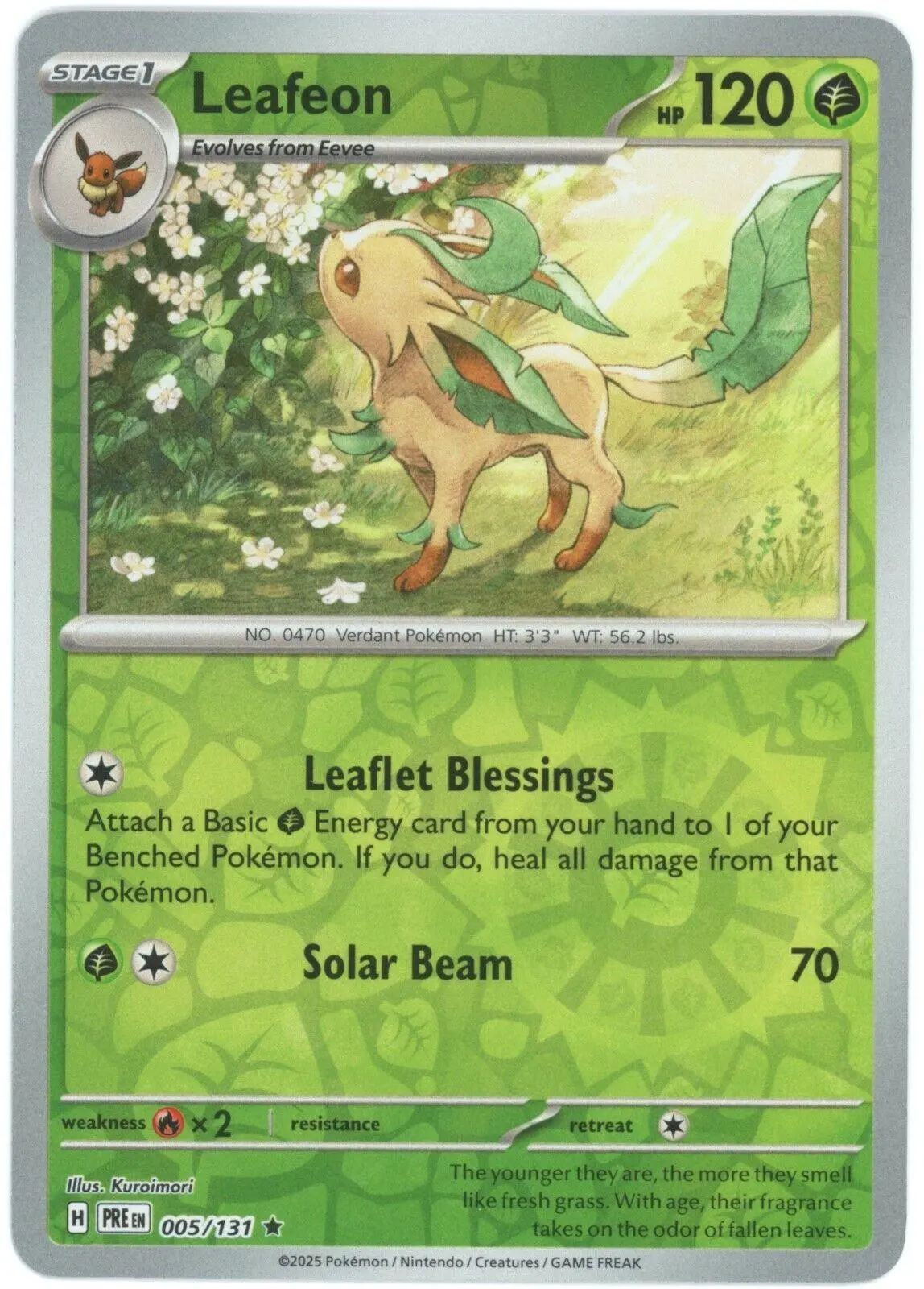 [Binder Condition] Leafeon [Reverse] #5 Pokemon Prismatic Evolutions