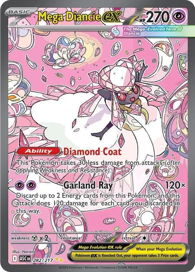 [Binder Condition] Mega Diancie Ex #282 Pokemon Ascended Heroes