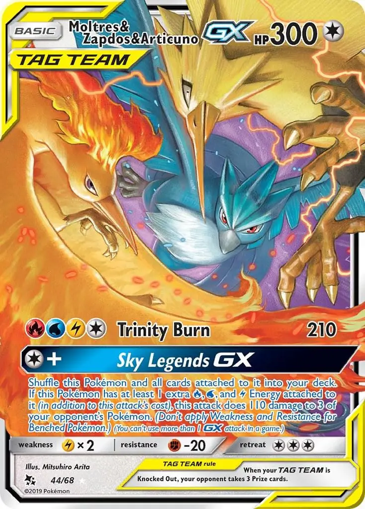 [Binder Condition] Moltres & Zapdos & Articuno GX #44 Pokemon Hidden Fates