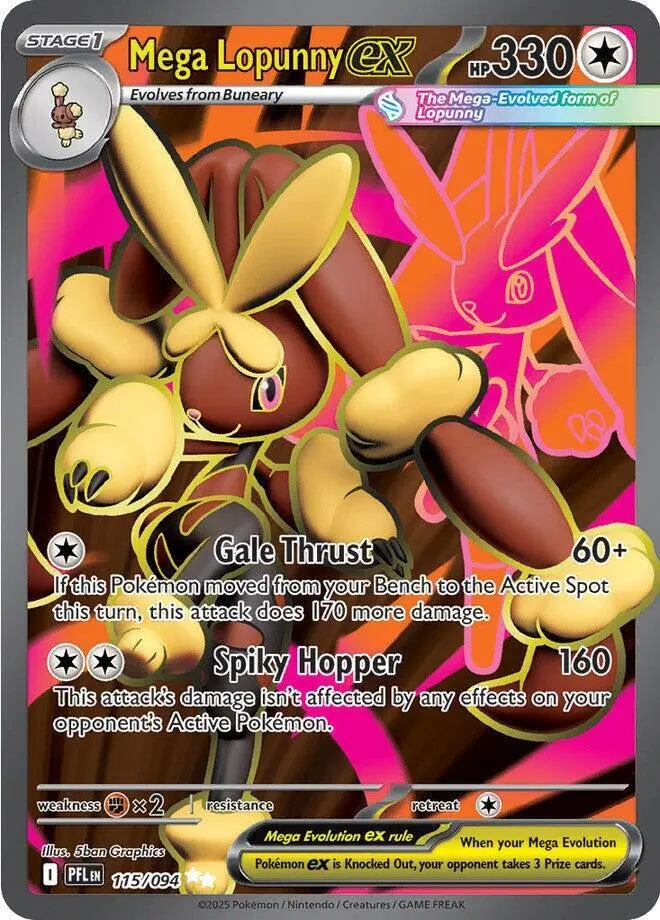 [Binder Condition] Mega Lopunny ex #115 Pokemon Phantasmal Flames