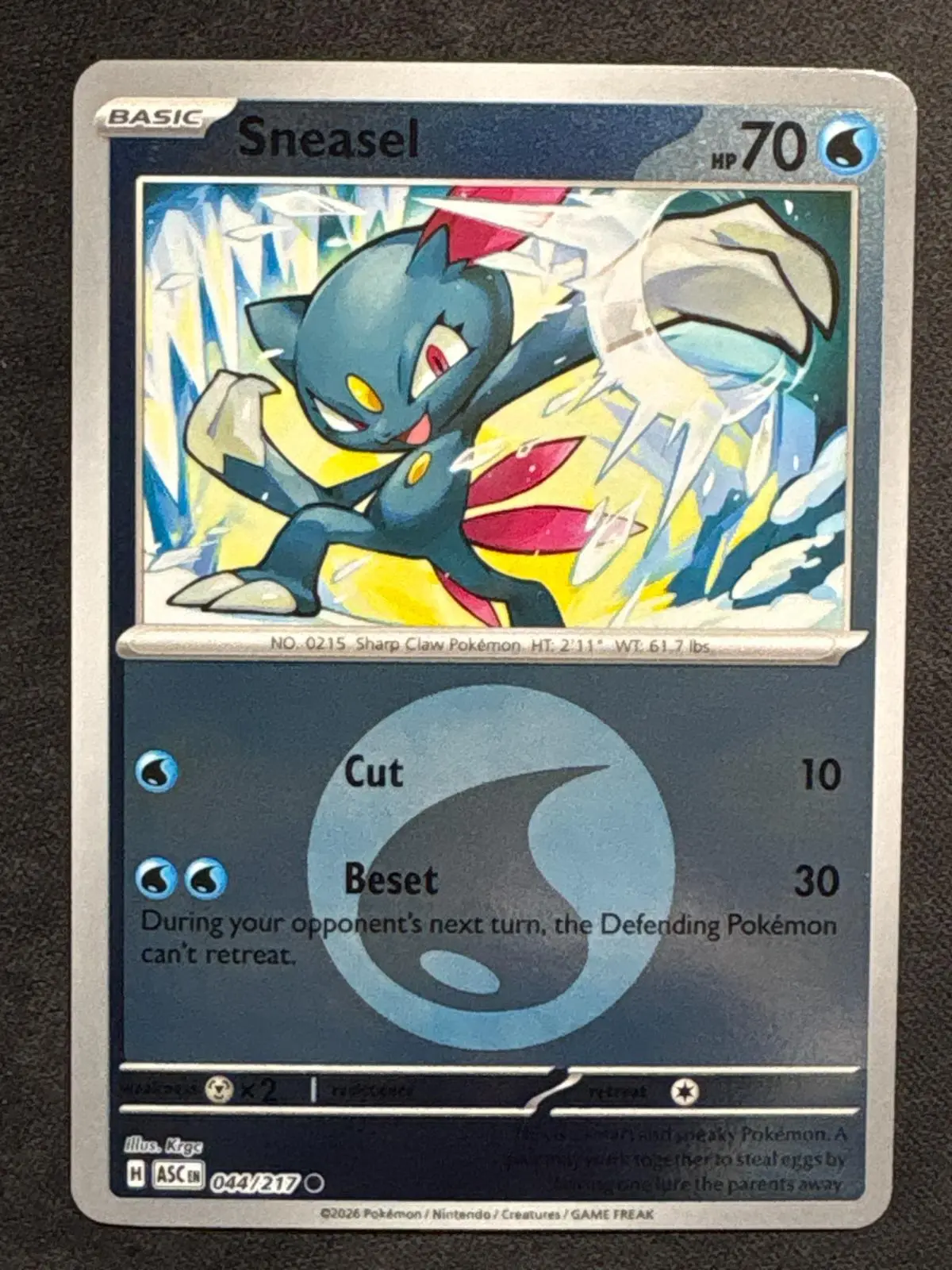 [Binder Condition] Sneasel [Energy] #44 Pokemon Ascended Heroes