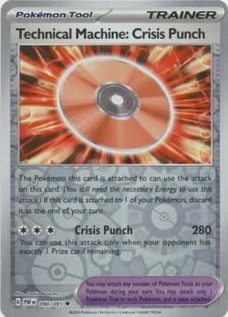 [Binder Condition] Technical Machine: Crisis Punch [Reverse Holo] #90 Pokemon Paldean Fates