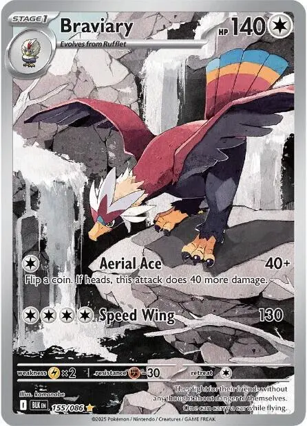 [Binder Condition] Braviary #155 Pokemon Black Bolt